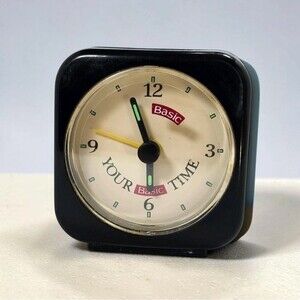 Vintage BASIC Cigarettes Promo Travel Alarm Clock Your Basic Time Works 80s Fun